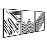 Quadros Decorativos Geométrico Preto Branco Abstrato Minimal