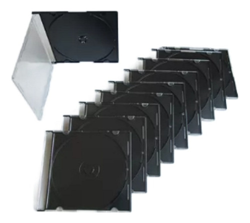 Cajas De Cd's Slim Acrílica Centro Negro X 10 Unidades