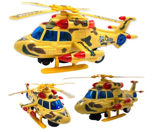 Helicóptero Brinquedo Musical Som Luzes Exercito Guerra