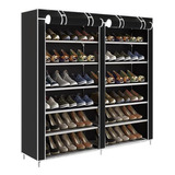 Zapatera Organizador Zapatos 6 Niveles Doble Fila Ajustable Color Negro