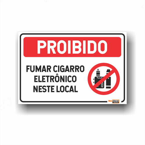 Placa Proibido Cigarro Eletrônico 20x30 Horizontal Resistent