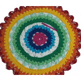 Carpeta - Tapete  Crochet Hilo De Colores Redonda Diám. 75cm