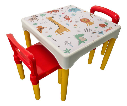 Kit 2 Cadeiras E Mesa Infantil Escolar Plástica Camaleão