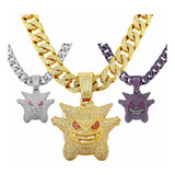 Cadena Cubana Eslabones Gengar Hip Hop Collares De Diamantes