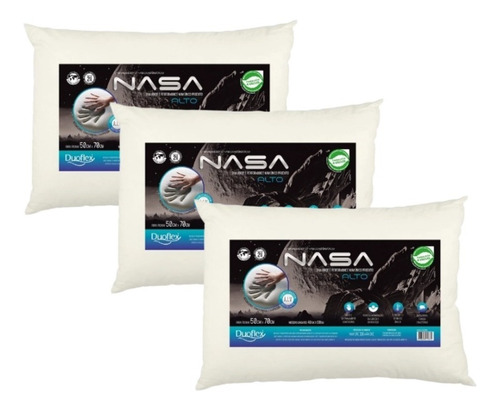 Kit 3 Travesseiros Nasa-x Alto Duoflex 50x70 Branco