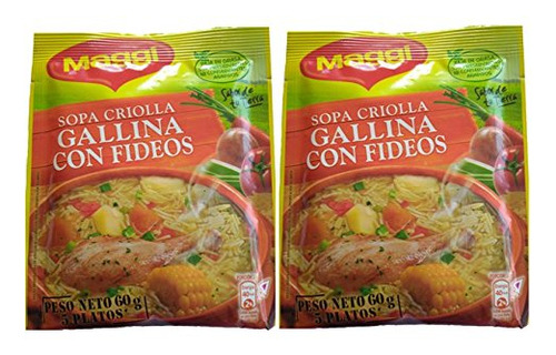 Maggi Sopa Criolla Gallina Con Fideos 2.12 Oz. - Paquete De