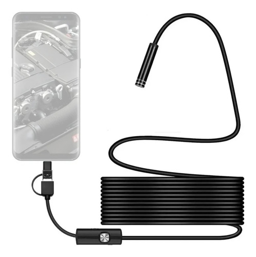 Cámara  Endoscopio Hd  Adaptador 3en1 Tipo C V8 Usb Luz Led 