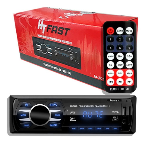 Som Automotivo Bluetooth Led Azul Usb Leitor Sd & Auxiliar