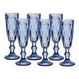 Tacas De Champagne Champanhe Prosecco Azul Jogo 6pçs