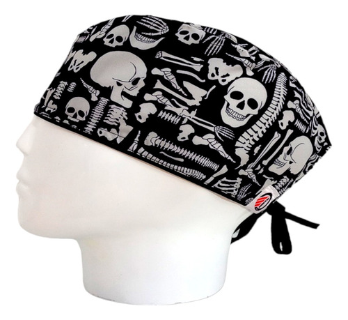 Gorro Quirúrgico Hombre + Lanyard Ortopedia Huesos Negro