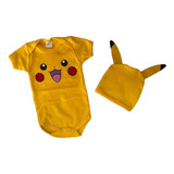 Body Temáticos Fantasia Mesversario Bebe Infantil - Pikachu