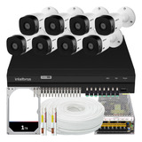 Kit Cftv Intelbras 8 Câmeras 1120 1208 1tb 200 Metros Cabo