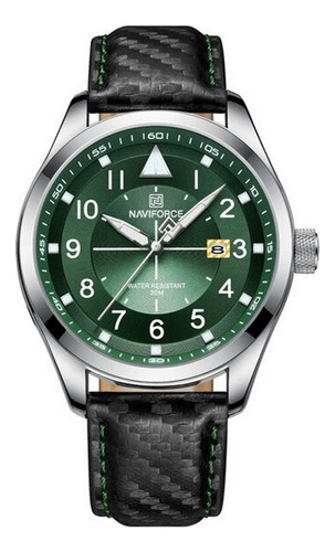 Reloj Naviforce Original Nf 8022 Cuero Verde + Estuche