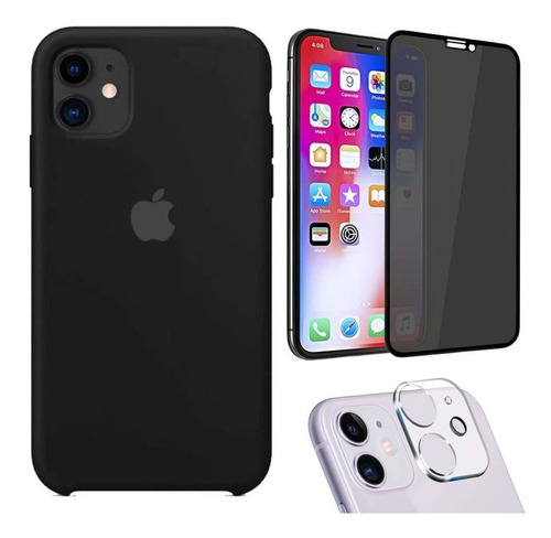 Capinha + P. 3d Privacidade + P. Câmera Compatível iPhone 11