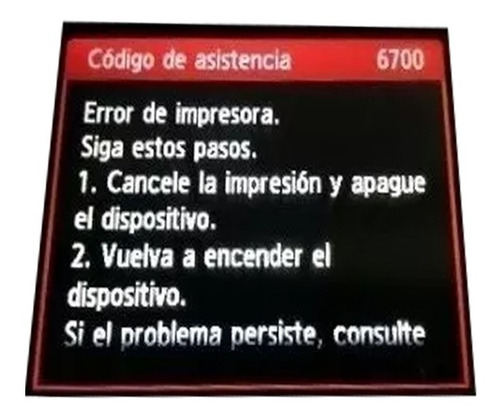 Canon Error 6700 Codigo De Asistencia 6700 Mb 5310, Mb 5410