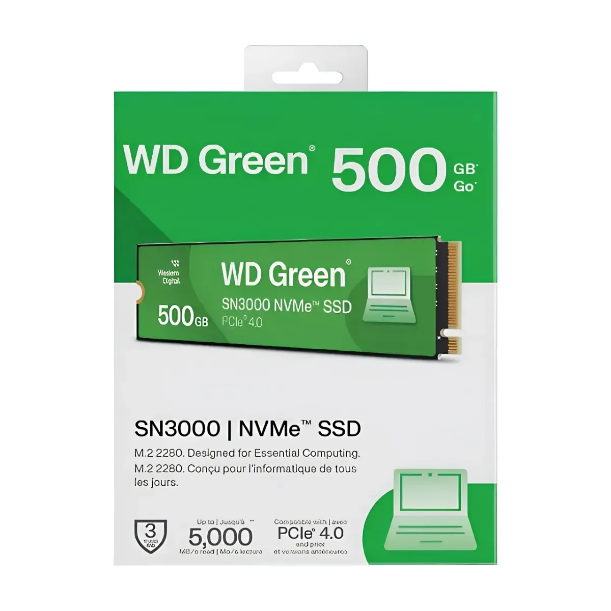 Disco Solido SSD M.2 Sandisk 500GB WD Green SN3000 5.000MB/s NVME PCIe Gen4 X4
