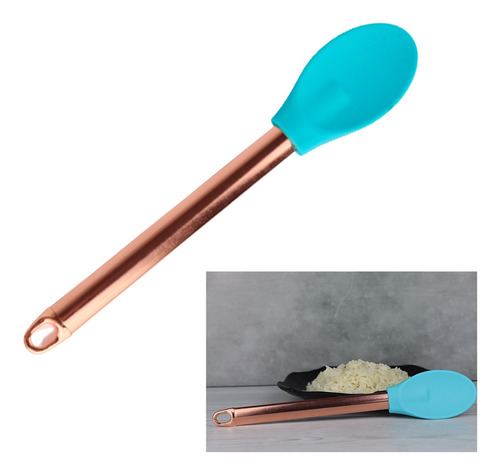 Colher Silicone Para Arroz Ovo 26,6cm Azul Inox Rose 26,6cm