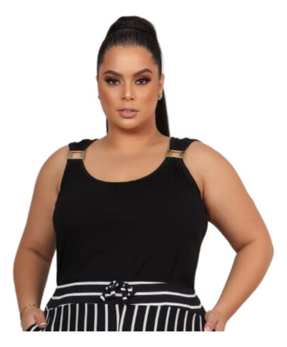 Blusinha Feminina Plus Size Regata Estampada Alça Grossa