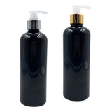 Botellas De Plastico Negro 500 Ml Dosificador Dorado Plata 6