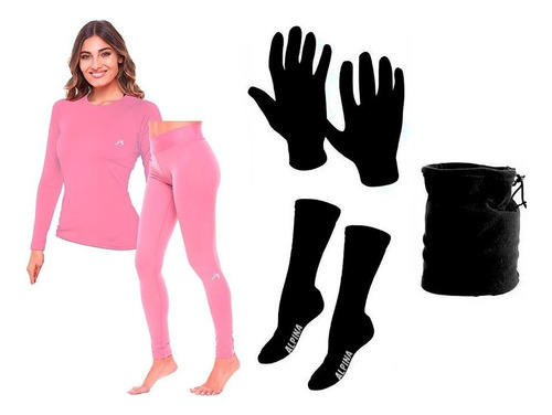 Kit Super Termico Frizado + Guantes + Medias Tubo + Cuello 