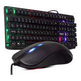 Kit Gamer Teclado Semi Mecânico Luminoso Abnt2 Mouse Pc Usb