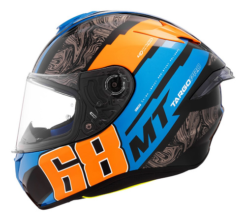 Casco Moto Mt Targo Pro Welcome D4 Naranja Brillo