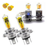 Kit Lâmpadas H4 H3 Iluminação Amarela Ouro 2300k Carro 12v