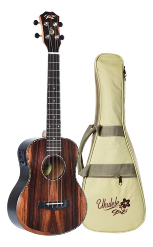 Ukulele Seizi Elétrico Tenor Borabora Plus Ebony Bag Premium