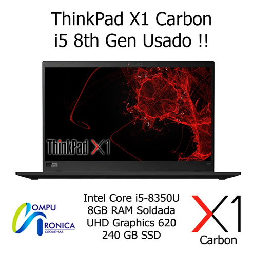 Portátil Lenovo Thinkpad X1 Carbon I5 8th Gen Usado!!