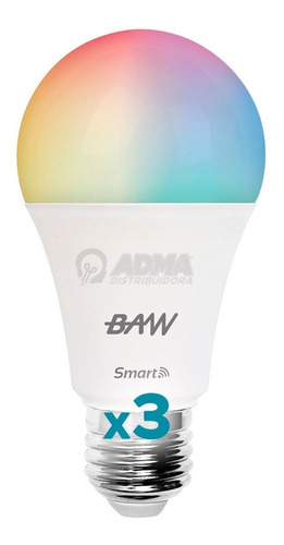 Lámpara Led Wifi E27 10w Rgb Celular Smart Life Pack X3