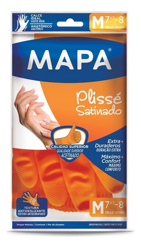 Guantes Mapa Plisse Naranja Latex Original Todos Los Talles