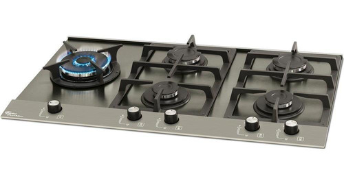 Cooktop Fischer 5 Bocas, Tripla Chama, Mesa Em Aço Escovado