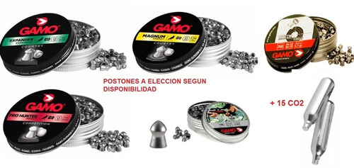 500 Postones Gamo 5,5 + 15 Capsulas De Co2/ Hiking Outdoor