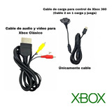 2 En 1 Carga Y Juega Cable De Carga Xbox 360 + Av De Clásico