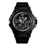 Reloj Hombre Skmei 1452 Sumergible Digital Alarma Cronometro Color De La Malla Negro/verde Militar