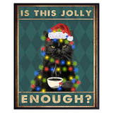 Arte De Pared De Gato De Navidad, Gato Negro Papá Noel...