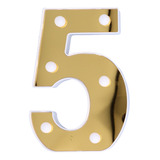 Placa Led Dourada Número 5 Decorativa Para Aniversário De Ca
