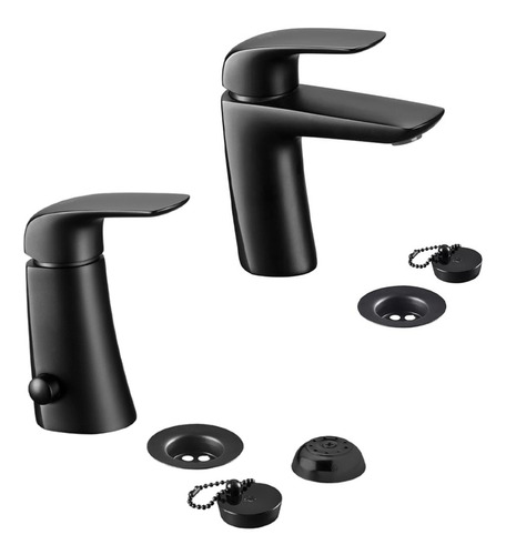 Combo Griferia Fv Epuyen L2 Ng Lavatorio+bidet Negro