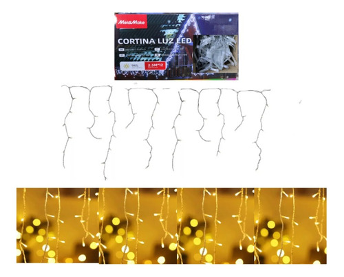 Cortina De Luz Navideñas Blanca Led 2,5 Metros 96 Luces