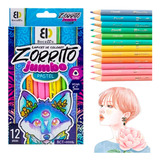 Lápices De Colores Tamaño Jumbo Zorrito Pastel 5mm 12 Pzs Color Del Trazo Pasteles Indra Bct-0006