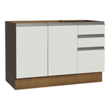 Mueble Cocina 120x60 2 Puertas 3 Caj S/ Tablero Glamy Madesa Color Marrón/blanco