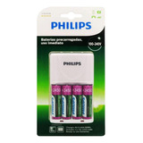 Carregador De Pilhas Philips Com 4 Pilhas Aa Recarregáveis 