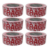 Cinta Empaque Fragil Diagonal Letra Roja 48mm X 150m 6 Pieza