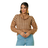 Blusa De Tricô Feminina Inverno Manga Longa Gola Boba Casual