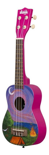 Ukelele Soprano Acústico Kala Graphic Top Uk Happycamper, Color Rosa