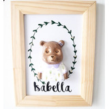 Cartel Nacimiento Bienvenida Personalizado Oso En Ceramica