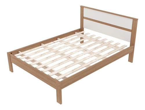 Cama De Casal Madeira Cm8005 Amêndoa/branco - Tecno Mobili Cor Marrom