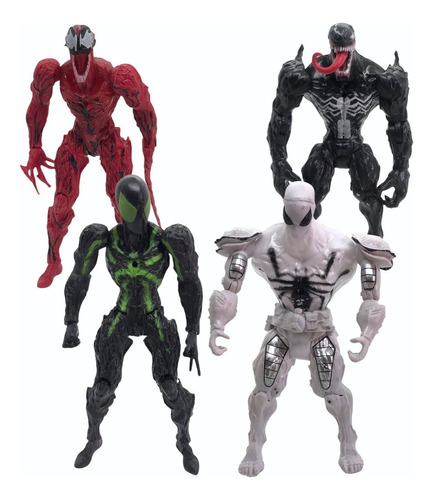 Set Muñecos Venom Carnage + Accesrios X 4 Calidad Premium