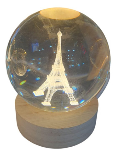 Lampara Torre Eiffel 3d De Noche Bola De Cristal Luz Led