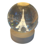 Lampara Torre Eiffel 3d De Noche Bola De Cristal Luz Led